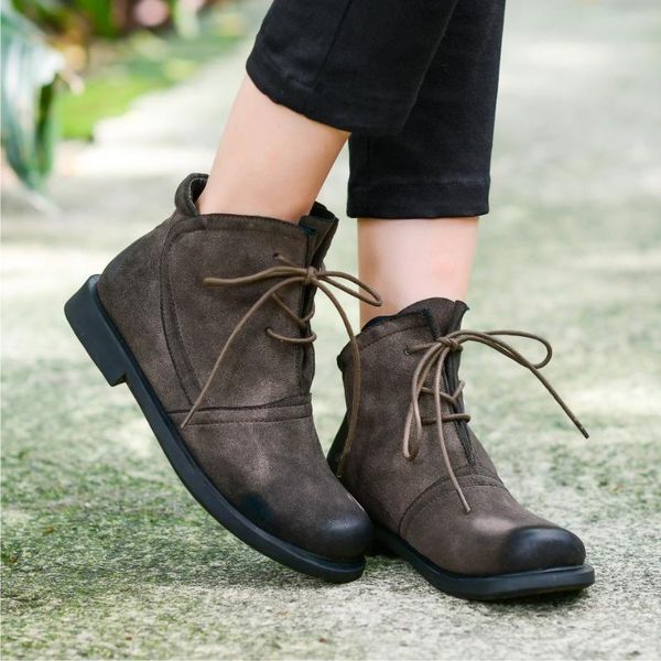 handmade leather women's shoes short boots retro casual british flat bottom comfortable matte leather cowhide high-end art boots, Black
handmade leather women's shoes short boots retro casual british flat bottom comfortable matte leather cowhide high-end art boots, Black