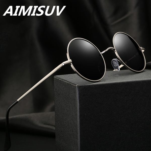 aimisuv classic round sunglasses men brand design black lens polarized sunglasses for male metal frame driving glasses uv400, White;black
aimisuv classic round sunglasses men brand design black lens polarized sunglasses for male metal frame driving glasses uv400, White;black