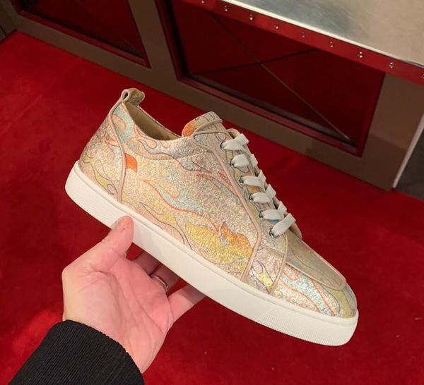 2020 with box luxury designers brand flame glitter leather casual walking fashion red bottom junior sneakers party wedding eu35-47, Black
2020 with box luxury designers brand flame glitter leather casual walking fashion red bottom junior sneakers party wedding eu35-47, Black