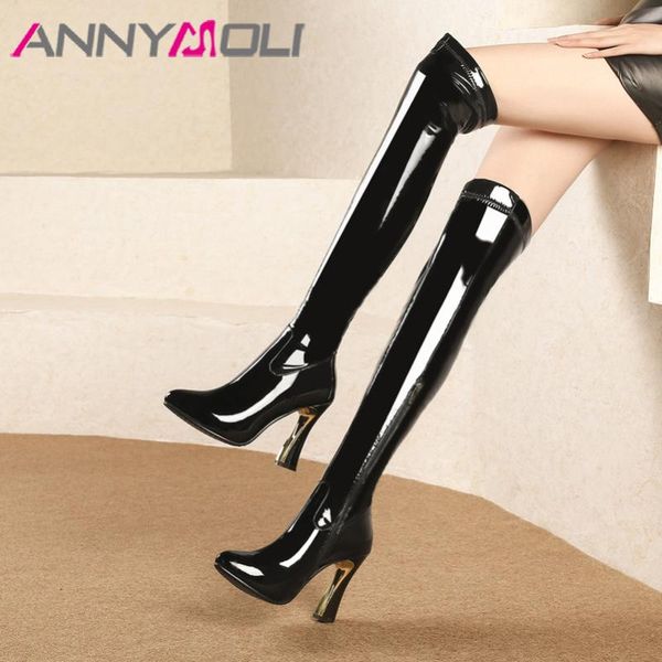 annymoli autumn over the knee boots women patent leather zipper thigh high boots super high heels long shoes ladies size 39, Black
annymoli autumn over the knee boots women patent leather zipper thigh high boots super high heels long shoes ladies size 39, Black