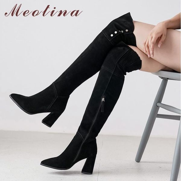boots meotina winter thigh high women cow suede thick heel over the knee zipper super shoes lady autumn size 39, Black
boots meotina winter thigh high women cow suede thick heel over the knee zipper super shoes lady autumn size 39, Black