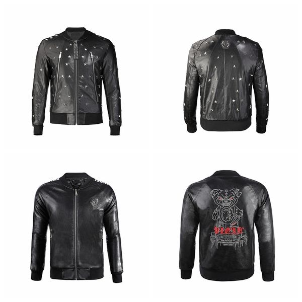 phillip plain brand men's pu faux leather jackets coats skull heads outerwear winter slim for man zipper designer, Black
phillip plain brand men's pu faux leather jackets coats skull heads outerwear winter slim for man zipper designer, Black