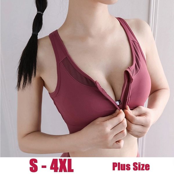 s-4xl women sports bra solid fitness yoga tank for workout push up zipper underwear running shockproof shirt athletic vest, White;black
s-4xl women sports bra solid fitness yoga tank for workout push up zipper underwear running shockproof shirt athletic vest, White;black