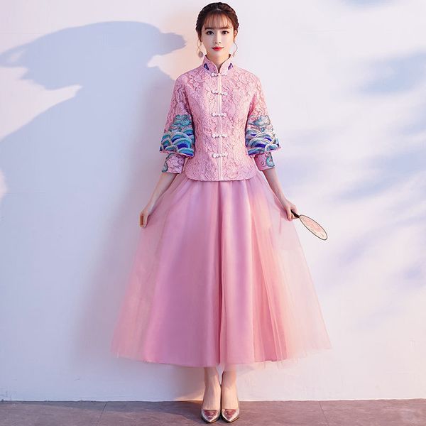 ethnic clothing pink chinese style evening dress skirt long sleeve section bridesmaid qipao size s-xxl, Red
ethnic clothing pink chinese style evening dress skirt long sleeve section bridesmaid qipao size s-xxl, Red