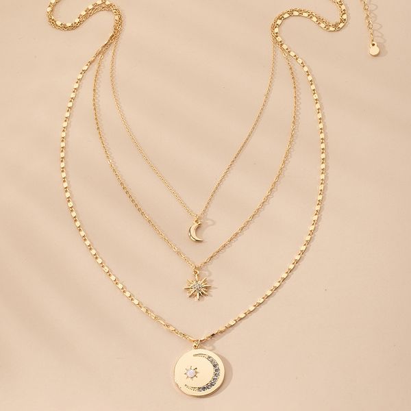 vintage crystal moon star hexagram pendant necklace for women gold multilayer geometric layered chain necklace jewelry 2020, Silver
vintage crystal moon star hexagram pendant necklace for women gold multilayer geometric layered chain necklace jewelry 2020, Silver