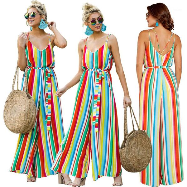 one piece colorful rainbow striped straight pants spaghetti rompers sashes jumpsuit women summer jumpsuits, Black;white
one piece colorful rainbow striped straight pants spaghetti rompers sashes jumpsuit women summer jumpsuits, Black;white