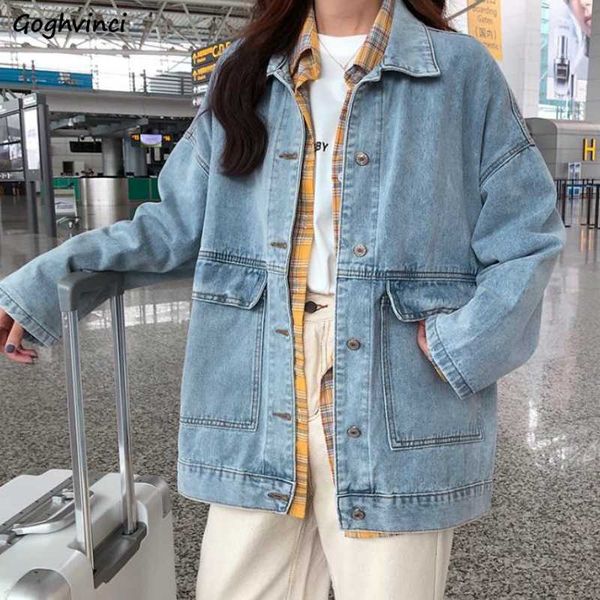 denim jackets women solid pockets turn-down collar leisure chic daily outwear coats all-match streetwear bf retro harajuku new, Black;brown
denim jackets women solid pockets turn-down collar leisure chic daily outwear coats all-match streetwear bf retro harajuku new, Black;brown