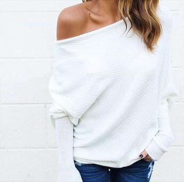women pullover sweaters casual batwing sleeve solid knitted sweater off shoulder sweaters jumper womens clothing plus size, White;black
women pullover sweaters casual batwing sleeve solid knitted sweater off shoulder sweaters jumper womens clothing plus size, White;black