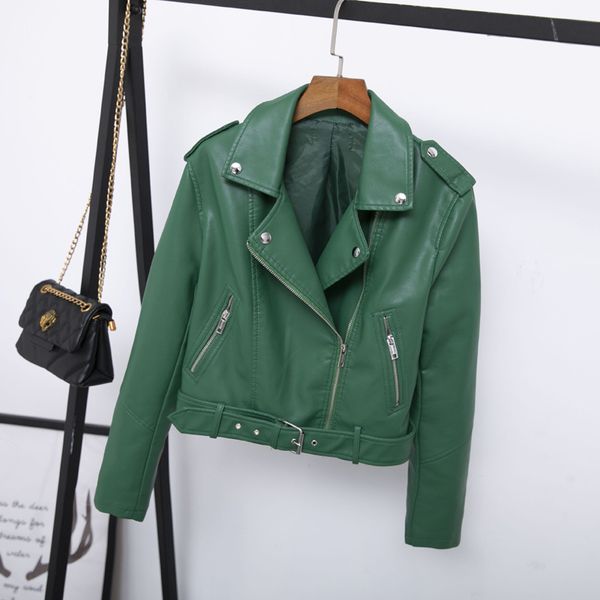 women's leather & faux 2021 spring classic lapel short paragraph with belt pu jacket simple motorcycle, Black
women's leather & faux 2021 spring classic lapel short paragraph with belt pu jacket simple motorcycle, Black