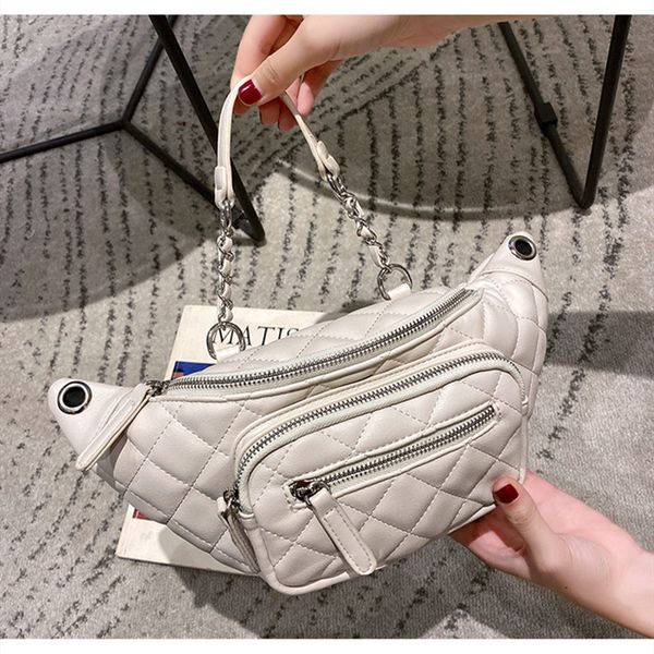 chain handbag leather women's bags 2020 all-match shoulder bag rhombus pattern dumpling type black, white waist bag hand
chain handbag leather women's bags 2020 all-match shoulder bag rhombus pattern dumpling type black, white waist bag hand
