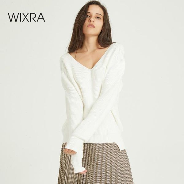 wixra 2020 new basic v-neck solid autumn winter loose sweater pullovers women female knitted oversized long sleeve sweaters, White;black
wixra 2020 new basic v-neck solid autumn winter loose sweater pullovers women female knitted oversized long sleeve sweaters, White;black