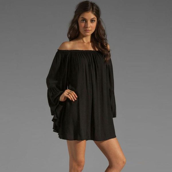 casual dresses women's lantern sleeve solid color dress ladies off shoulder long mini women elegant for party #4, Black;gray
casual dresses women's lantern sleeve solid color dress ladies off shoulder long mini women elegant for party #4, Black;gray