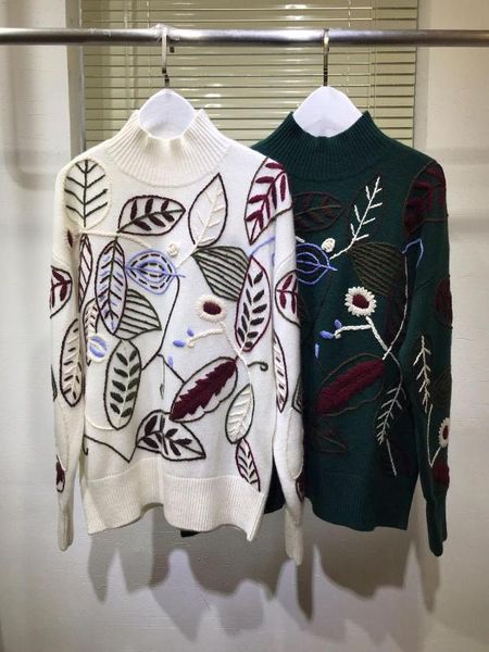 runway designer embroidery sweater femme 2020 autumn women white / dark green cashmere sweater, White;black
runway designer embroidery sweater femme 2020 autumn women white / dark green cashmere sweater, White;black