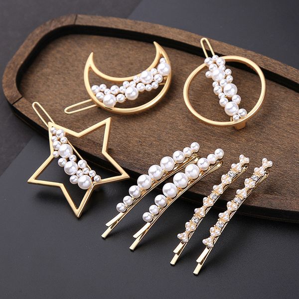 net red synthetic pearl hair clip european and american temperament fashion girl clip side wild personality headdress, Golden;silver
net red synthetic pearl hair clip european and american temperament fashion girl clip side wild personality headdress, Golden;silver
