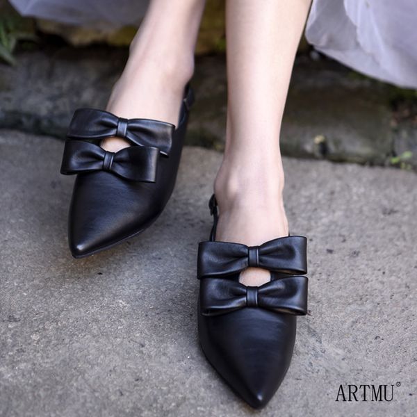 artmu original fashion bow sandals shoes pointed toe women flats sliders slippers shoes closed toe genuine leather woman, Black
artmu original fashion bow sandals shoes pointed toe women flats sliders slippers shoes closed toe genuine leather woman, Black
