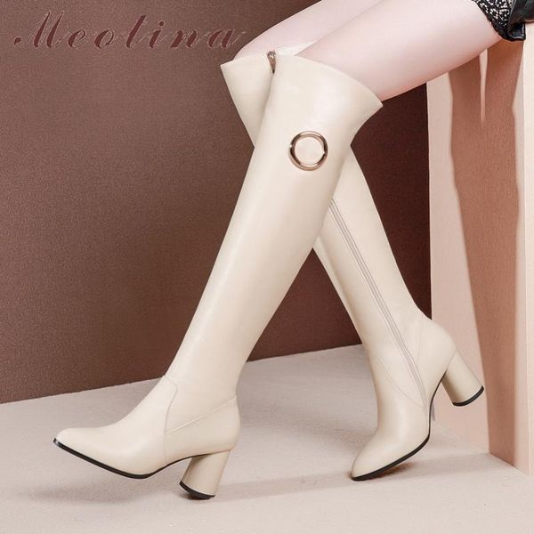 meotina winter thigh high boots women natural genuine leather chunky high heel over the knee boots zipper pointed toe shoes lady, Black
meotina winter thigh high boots women natural genuine leather chunky high heel over the knee boots zipper pointed toe shoes lady, Black