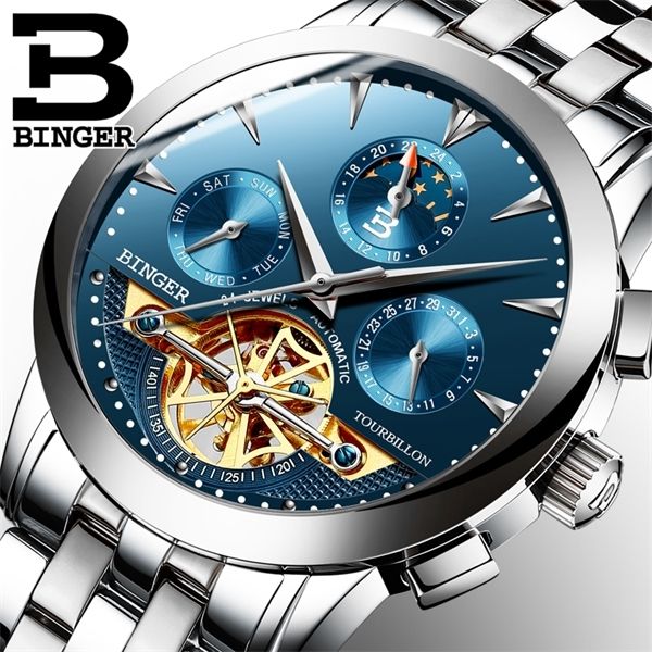 luxury men's watches binger brand mechanical wristwatches automatic tourbillon wrist watch full steel relogio masculino 0923, Slivery;brown
luxury men's watches binger brand mechanical wristwatches automatic tourbillon wrist watch full steel relogio masculino 0923, Slivery;brown