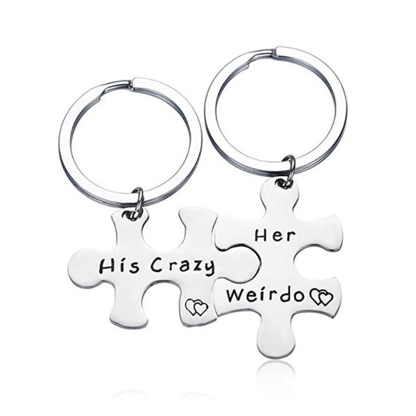 his crazy her weirdo) puzzle couple gift keychain, Silver
his crazy her weirdo) puzzle couple gift keychain, Silver