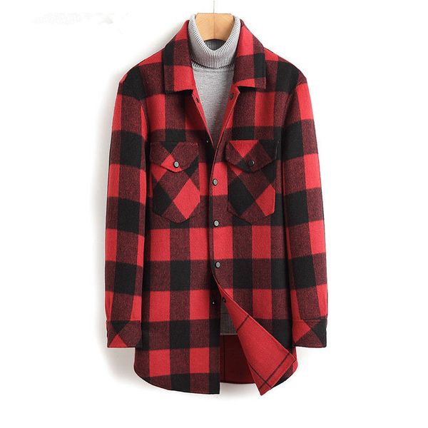 men's wool & blends autumn and winter plaid double-faced coat long section handmade no cashmere windbreaker woolen, Black
men's wool & blends autumn and winter plaid double-faced coat long section handmade no cashmere windbreaker woolen, Black
