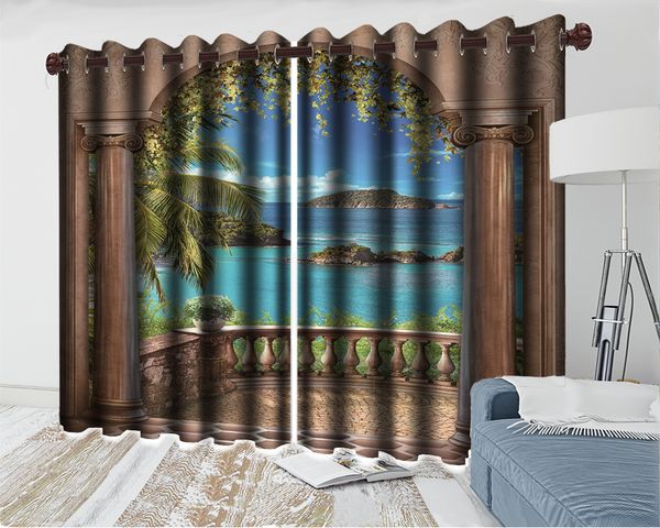 3d modern floral curtain window european-style arched balcony with beautiful sea view customized beautiful landscape curtain
3d modern floral curtain window european-style arched balcony with beautiful sea view customized beautiful landscape curtain