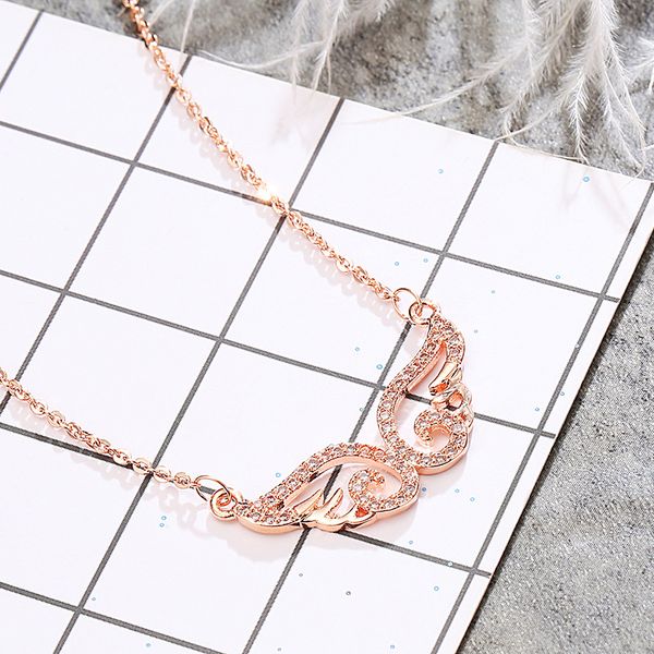 new angel short necklace women micro-inlaid zircon clavicle chain rose gold jewelry statement necklace, Silver
new angel short necklace women micro-inlaid zircon clavicle chain rose gold jewelry statement necklace, Silver