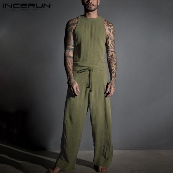 incerun men jumpsuit sleeveless solid color loose pants joggers vintage cotton zipper rompers drawstring streetwear men overalls, Black
incerun men jumpsuit sleeveless solid color loose pants joggers vintage cotton zipper rompers drawstring streetwear men overalls, Black