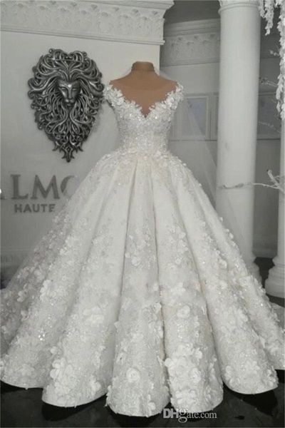 2020 arabic dubai wedding dresses sheer 3d floral appliques beads plus size wedding dress princess ball gown vestido de novia, White
2020 arabic dubai wedding dresses sheer 3d floral appliques beads plus size wedding dress princess ball gown vestido de novia, White