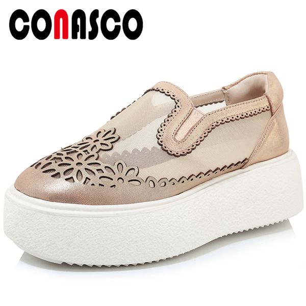 conasco spring summer new fashion concise casual genuine leather sheepskin women flats fretwork mesh flat platform shoes woman, Black
conasco spring summer new fashion concise casual genuine leather sheepskin women flats fretwork mesh flat platform shoes woman, Black