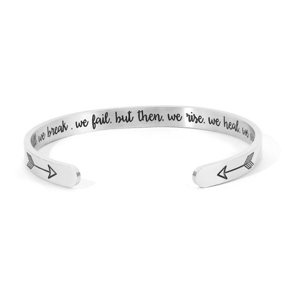 wholesale stainless steel bracelet "we fall, we break, we fail, but then, rise. heal overcome" bracelet arrow, Black
wholesale stainless steel bracelet "we fall, we break, we fail, but then, rise. heal overcome" bracelet arrow, Black