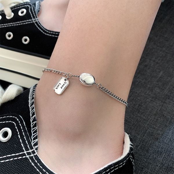 s925 sterling high-end fashion lucky anklet women's Korean-style Internet celebrity sterling silver high-end jewelry simple Thai silver pers