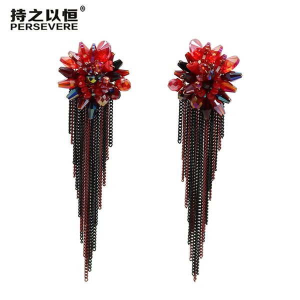luxury crystal beaded handmade statement dangle long chain tassel earrings for women red blue colorful wedding boho jewelry, Silver
luxury crystal beaded handmade statement dangle long chain tassel earrings for women red blue colorful wedding boho jewelry, Silver