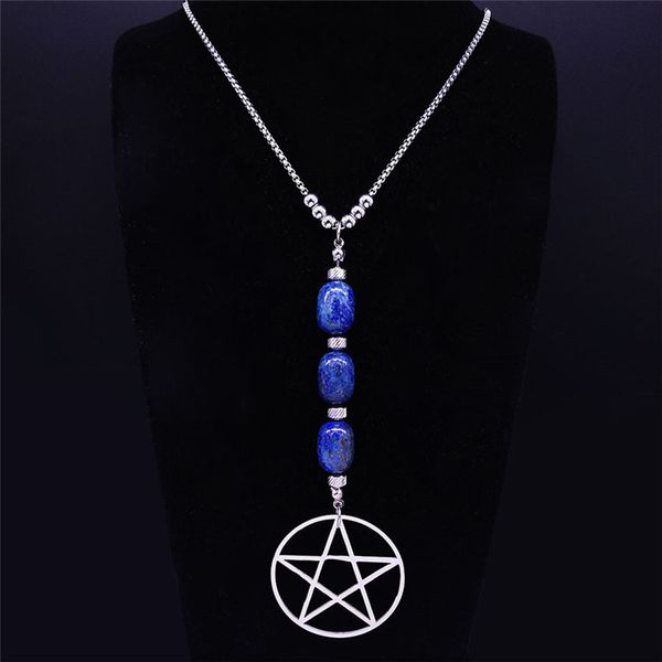 witchcraft pentagram blue natural stone stainless steel long necklace for women silver color pendant necklace jewelry bijoux nxs
witchcraft pentagram blue natural stone stainless steel long necklace for women silver color pendant necklace jewelry bijoux nxs