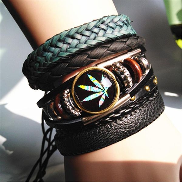 blue leaf handmade wrap woven black rivet fashion male infinity jewelry guitar wing feather leather men bracelets women, Golden;silver
blue leaf handmade wrap woven black rivet fashion male infinity jewelry guitar wing feather leather men bracelets women, Golden;silver