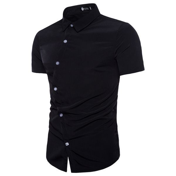new 2020 summer solid casual oblique single breasted short sleeve young gentleman waiter l chemise homme dress shirts men, White;black
new 2020 summer solid casual oblique single breasted short sleeve young gentleman waiter l chemise homme dress shirts men, White;black