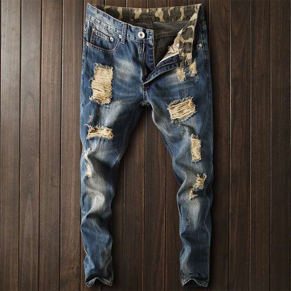 19 new men's brand jeans, slim fit jeans with holes, men's fashion designer luxury men's fashion jeans, Blue
19 new men's brand jeans, slim fit jeans with holes, men's fashion designer luxury men's fashion jeans, Blue