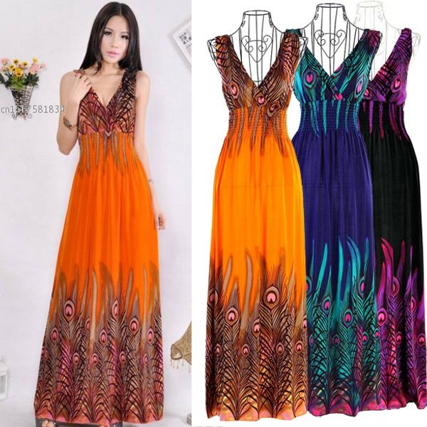 2020 women long beach dress summer peacock tail hawaiian v-neck bohemian dress b21, Black;gray
2020 women long beach dress summer peacock tail hawaiian v-neck bohemian dress b21, Black;gray