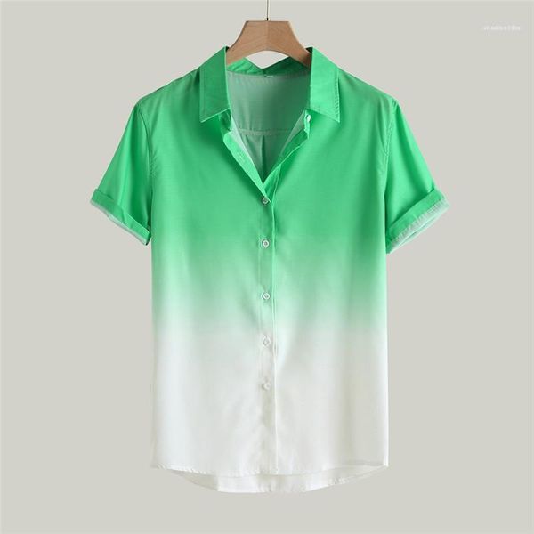 gradient single breasted turn down collar mens casual mens clothing summer designer short shirts short sleeve, White;black
gradient single breasted turn down collar mens casual mens clothing summer designer short shirts short sleeve, White;black