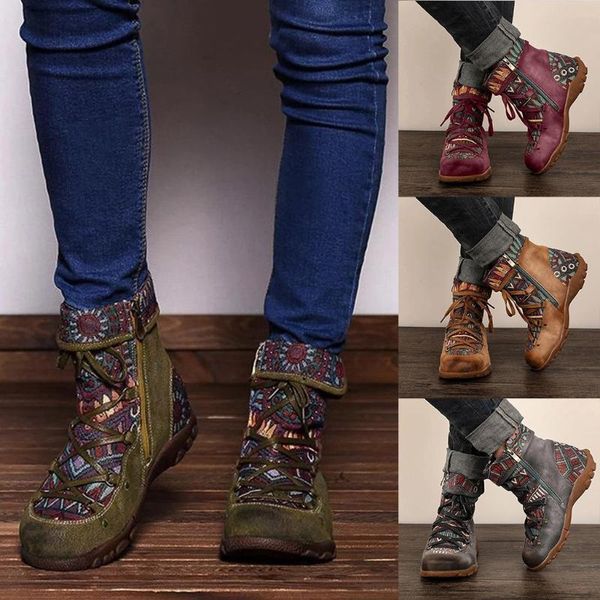 women's retro booties bohemian style vintage leather ankle zip short boots ladies casual shoes plus size 43 with thick scrub, Black
women's retro booties bohemian style vintage leather ankle zip short boots ladies casual shoes plus size 43 with thick scrub, Black