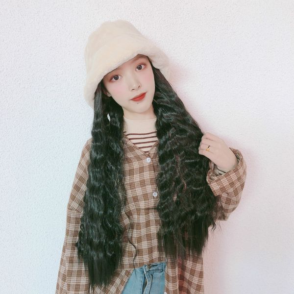 fisherman hat wig hat one female autumn and winter plush straight hair corn one full headgear in stock, Black
fisherman hat wig hat one female autumn and winter plush straight hair corn one full headgear in stock, Black