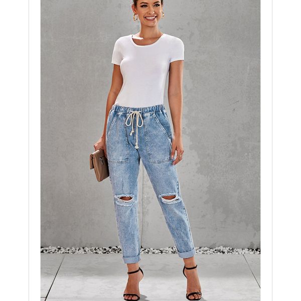 s-2xl high-waisted loose-fit pants women's knee hole pants capris large straight-leg trousers female elastic waist jeans dlm786209, Blue
s-2xl high-waisted loose-fit pants women's knee hole pants capris large straight-leg trousers female elastic waist jeans dlm786209, Blue