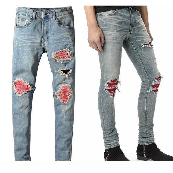 men's distressed destroyed jeans patches ripped skinny black skinny pants slim hip hop trousers high quality, Blue
men's distressed destroyed jeans patches ripped skinny black skinny pants slim hip hop trousers high quality, Blue