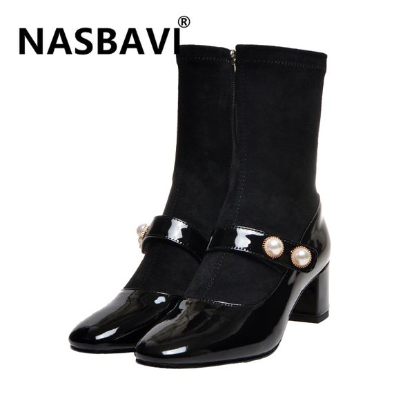 boots autumn winter mid-calf suede leather fashion round toe non-slip pearl decoration zipper warm shoes, Black
boots autumn winter mid-calf suede leather fashion round toe non-slip pearl decoration zipper warm shoes, Black