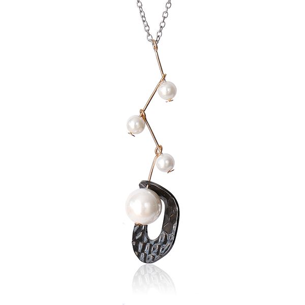 chain necklace with four pearls linked to four pieces of decorative fashion personality necklace trend pendant gift, Silver
chain necklace with four pearls linked to four pieces of decorative fashion personality necklace trend pendant gift, Silver