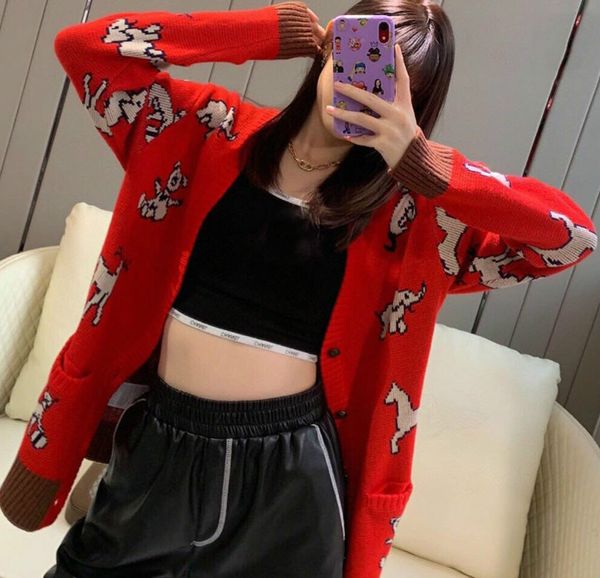 

GXXXI HWAII 20AW Mens Sweaters Fashion Animals Pattern Cardigan Trendy Womens Kintwear Haute Couture 2020 New Top Quality Best Sale