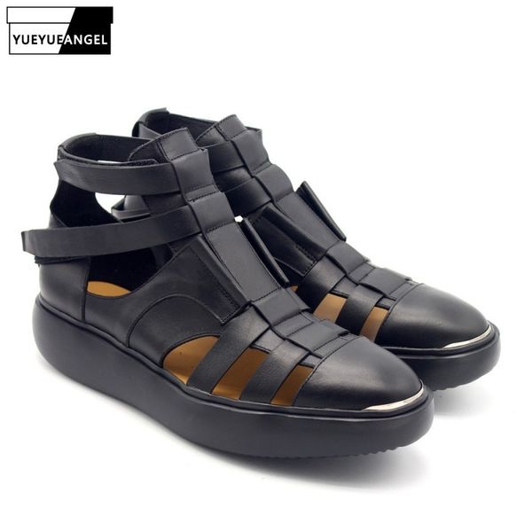 sandals handmade platform high men street classic hollow out real leather gladiator shoes plus size casual beach, Black
sandals handmade platform high men street classic hollow out real leather gladiator shoes plus size casual beach, Black
