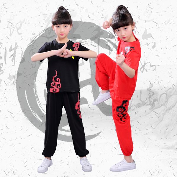 stage wear kids chinese traditional short sleeve wushu clothing martial arts uniform suits for girls boys morning exercise, Black;red
stage wear kids chinese traditional short sleeve wushu clothing martial arts uniform suits for girls boys morning exercise, Black;red
