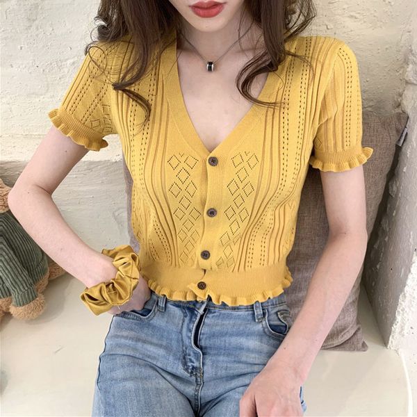 sexy глубокий v шеи с коротким рукавом трикотажные свитера тонкий обрезанные tops кнопки женская выдалбливают крючком вязание свитера tops w, White;black
sexy глубокий v шеи с коротким рукавом трикотажные свитера тонкий обрезанные tops кнопки женская выдалбливают крючком вязание свитера tops w, White;black