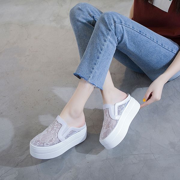 slippers women mesh casual shoes flat platform wedge height increasing hollow hole breathable sneakers 7cm, Black
slippers women mesh casual shoes flat platform wedge height increasing hollow hole breathable sneakers 7cm, Black