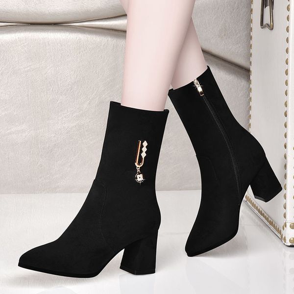boots dm533 2021 autumn winter women warm and velvet women's mid high pointed side zipper heels shoes bota feminina, Black
boots dm533 2021 autumn winter women warm and velvet women's mid high pointed side zipper heels shoes bota feminina, Black