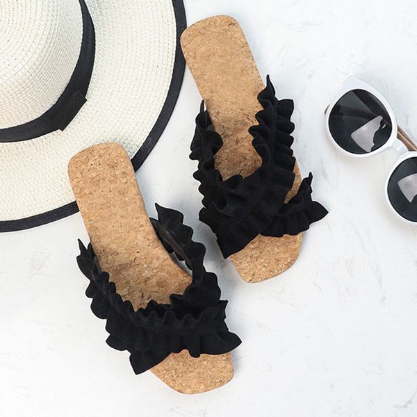 teahoo summer fashion ruffles women slippers comfortable flat women beach party shoes open toe casual shoes mujer, Black
teahoo summer fashion ruffles women slippers comfortable flat women beach party shoes open toe casual shoes mujer, Black